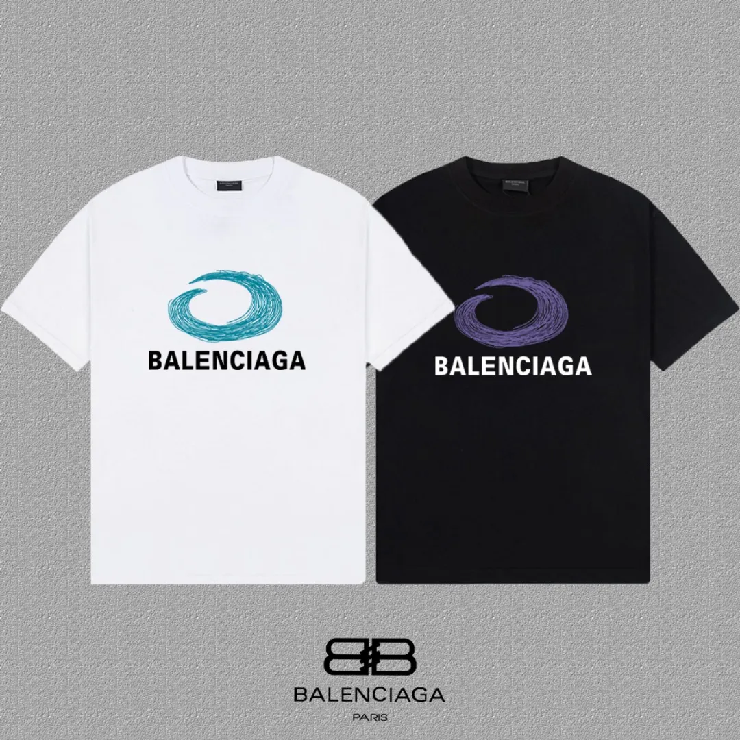 P80✨🔥 [BALENCIAGA] Paris lettering printed short-sleeved T-shirt. Custom-woven and dyed 300g combed cotton heavyweight fabric. Zero color difference in threads. Perfect details. Differentiate from the current currency version. Welcome to compare. Same Style for men and women. Must-sell in the picture above. Color: White Black Size: 1 2 3 4